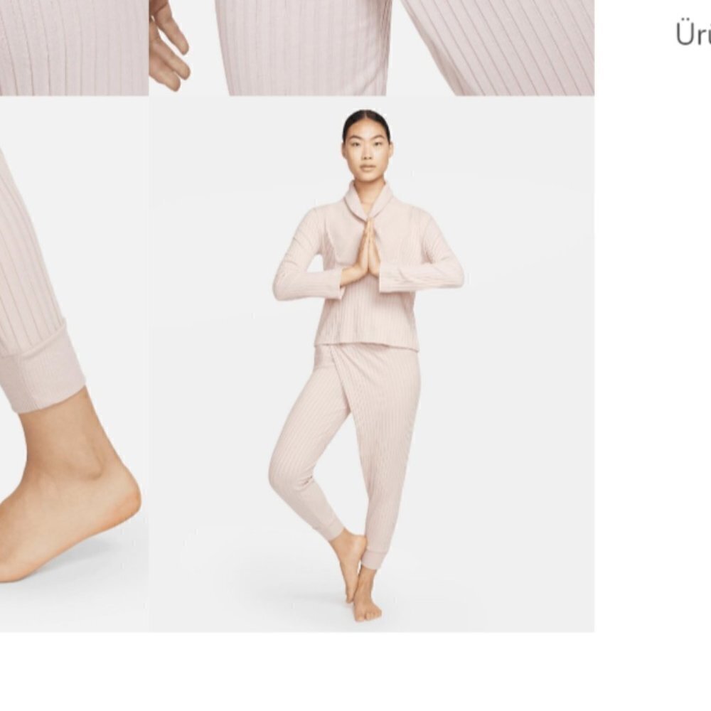 Nike Yoga Luxe Soft Ribbed High Rise Wide Leg Pink Nude Leggings Size 2X